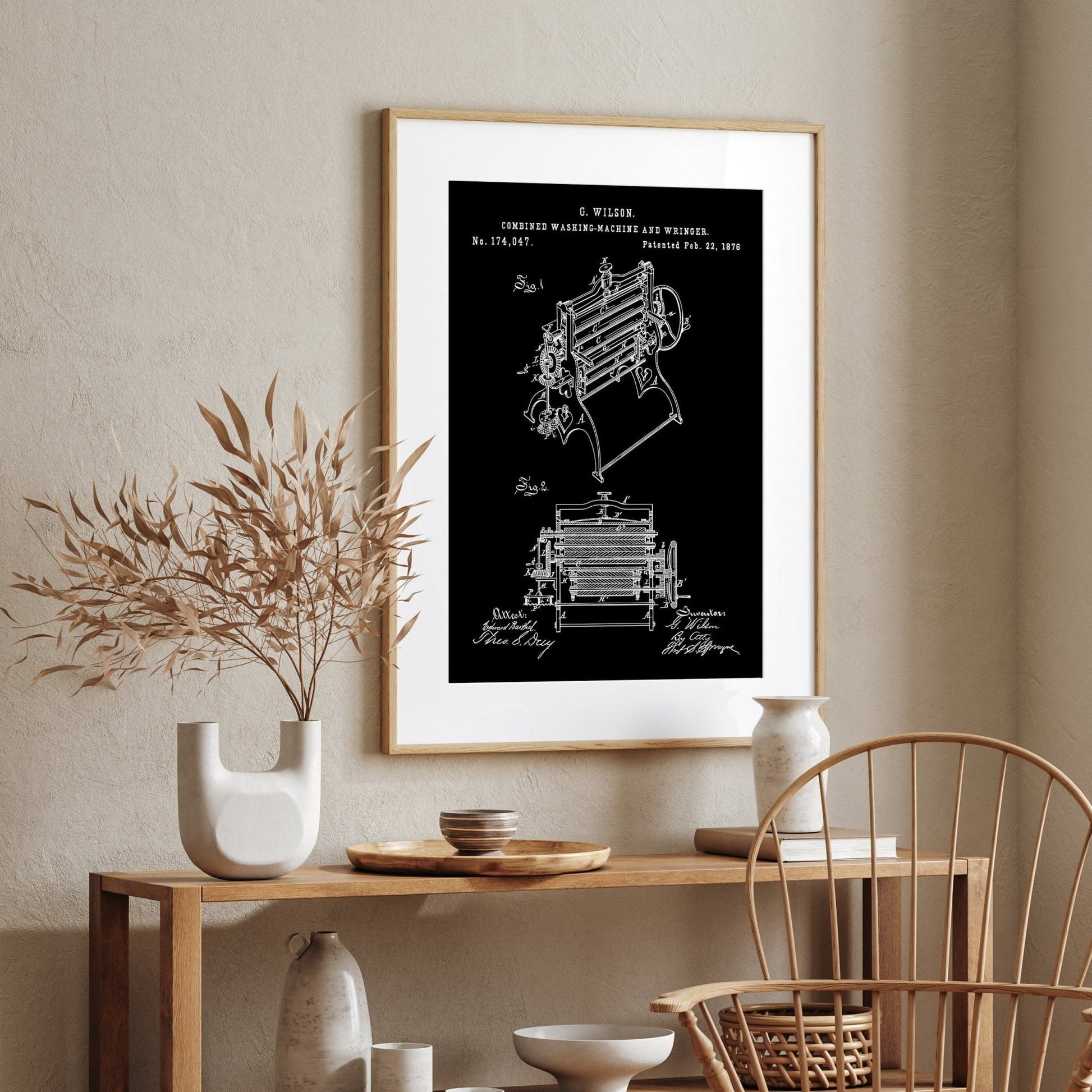 Combined Washing Machine And Wringer 1876 Patent Print - Magic Posters