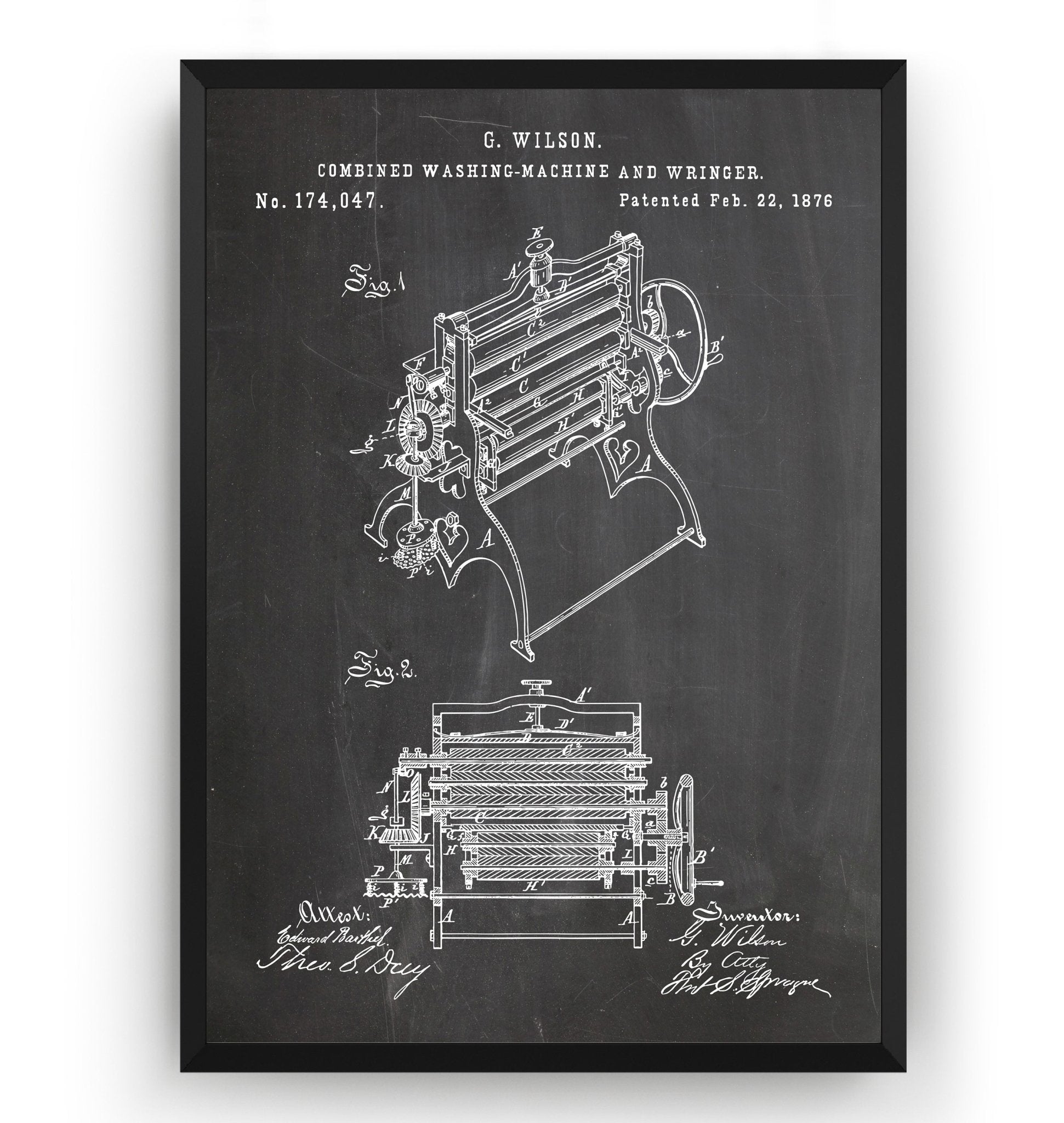 Combined Washing Machine And Wringer 1876 Patent Print - Magic Posters