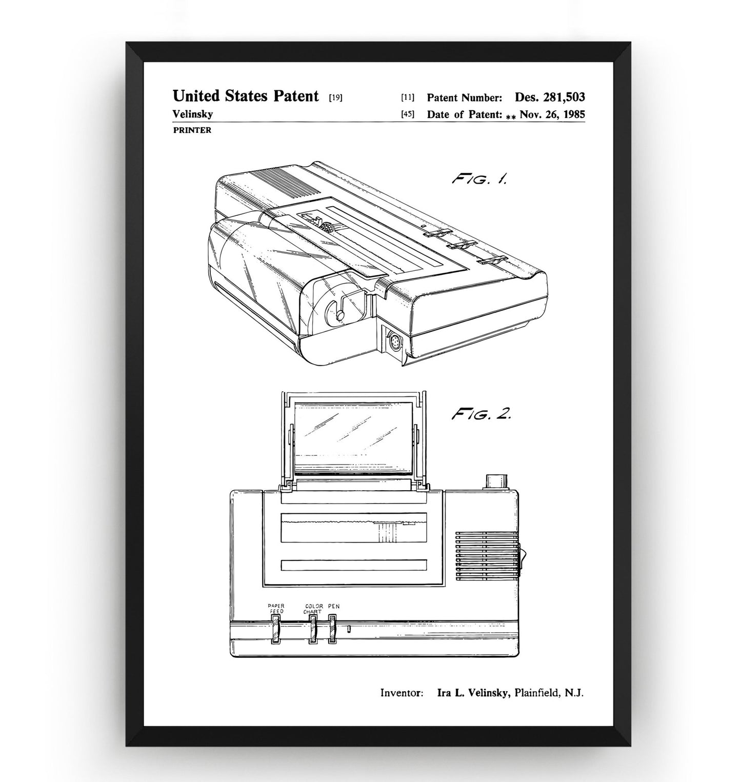 Commodore Printer 1985 Patent Print - Magic Posters