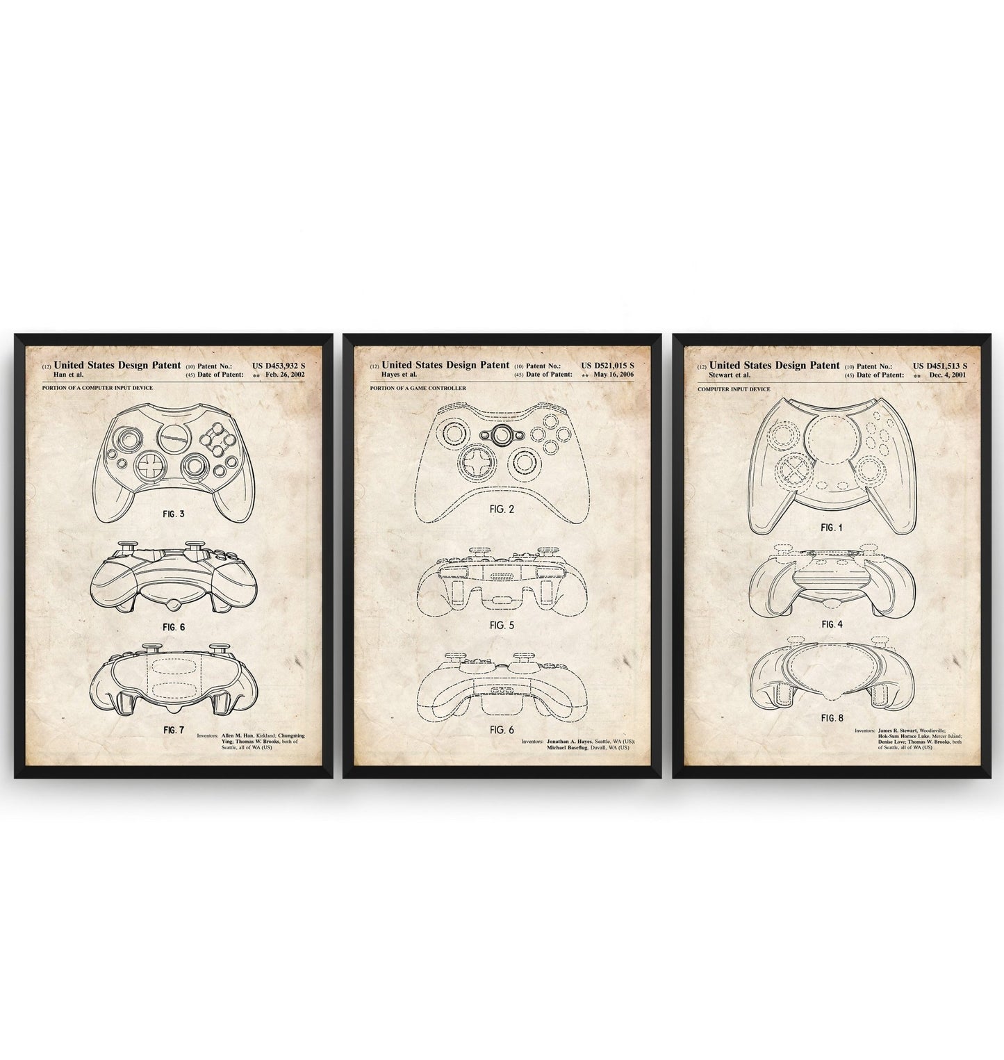 Controller Set Of 3 Patent Prints - Magic Posters