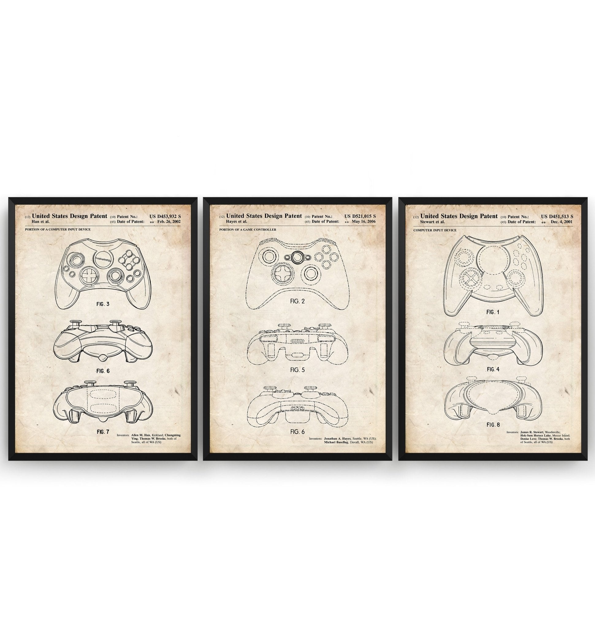 Controller Set Of 3 Patent Prints - Magic Posters