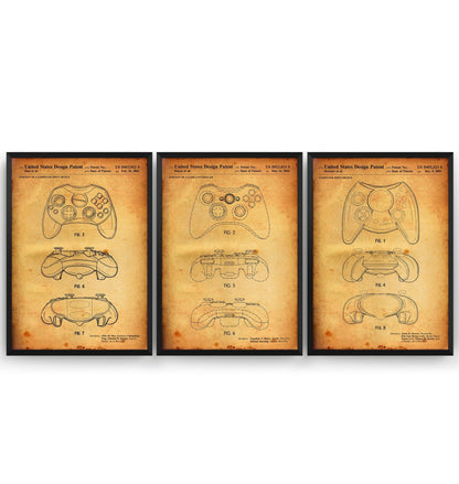 Controller Set Of 3 Patent Prints - Magic Posters