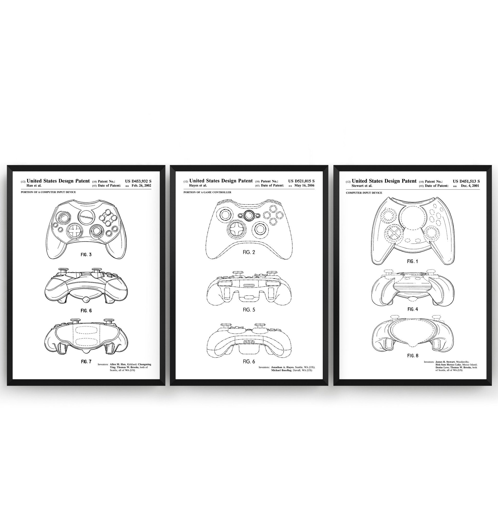 Controller Set Of 3 Patent Prints - Magic Posters