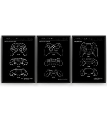 Controller Set Of 3 Patent Prints - Magic Posters