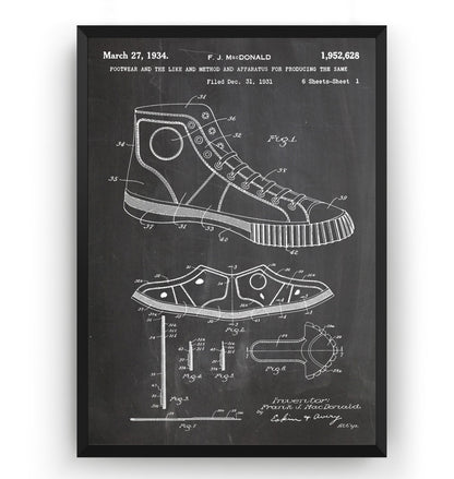 Converse Shoe 1934 Patent Print - Magic Posters