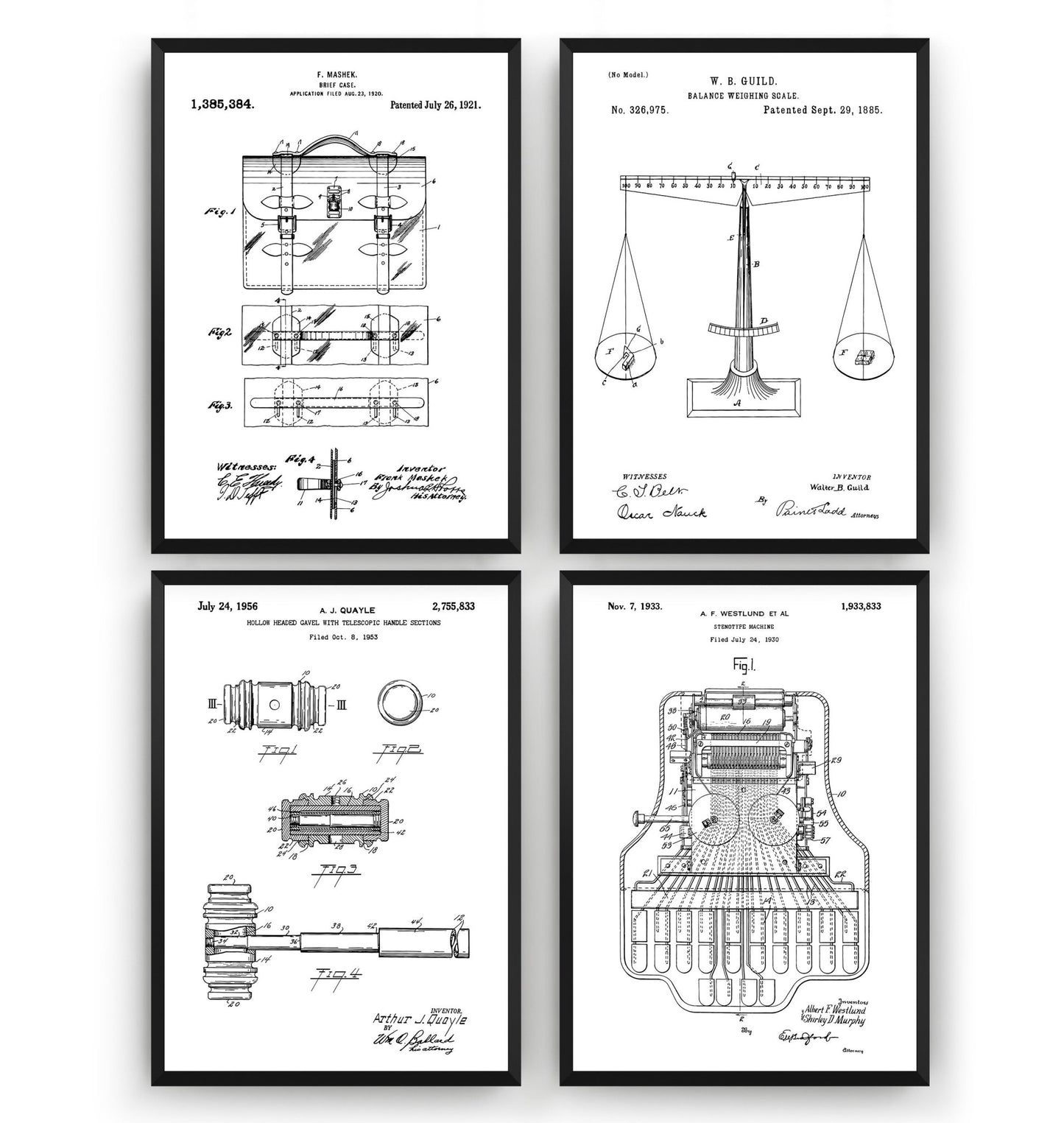 Courtroom Set Of 4 Patent Prints - Magic Posters