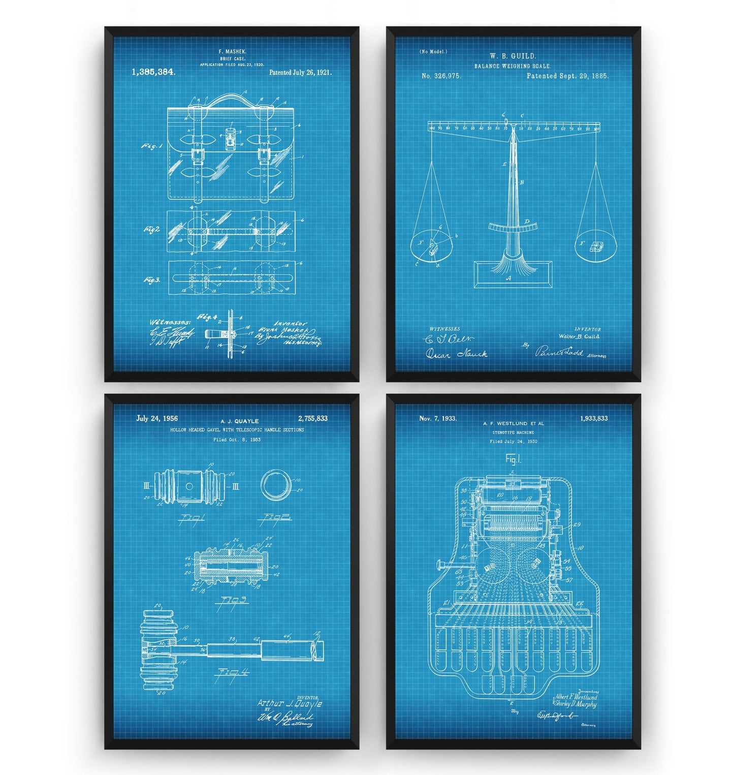 Courtroom Set Of 4 Patent Prints - Magic Posters