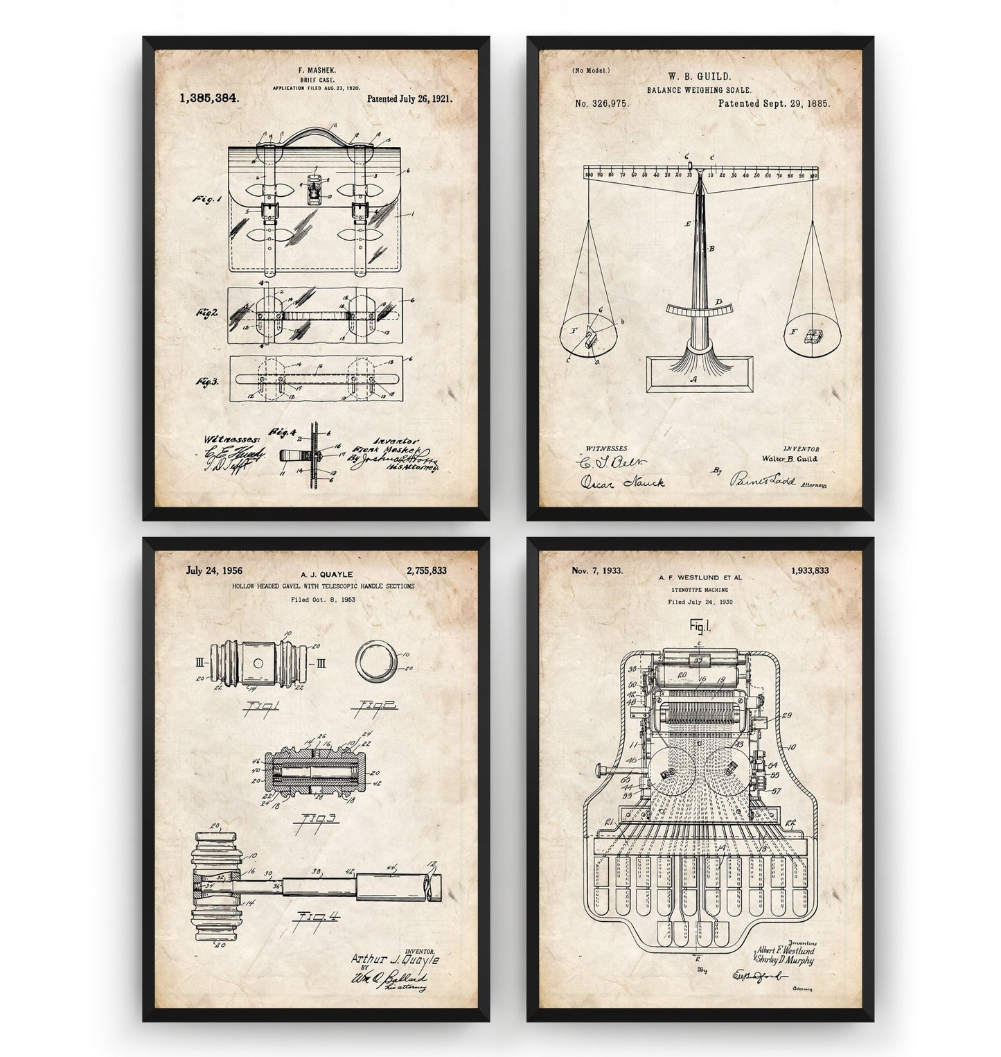 Courtroom Set Of 4 Patent Prints - Magic Posters