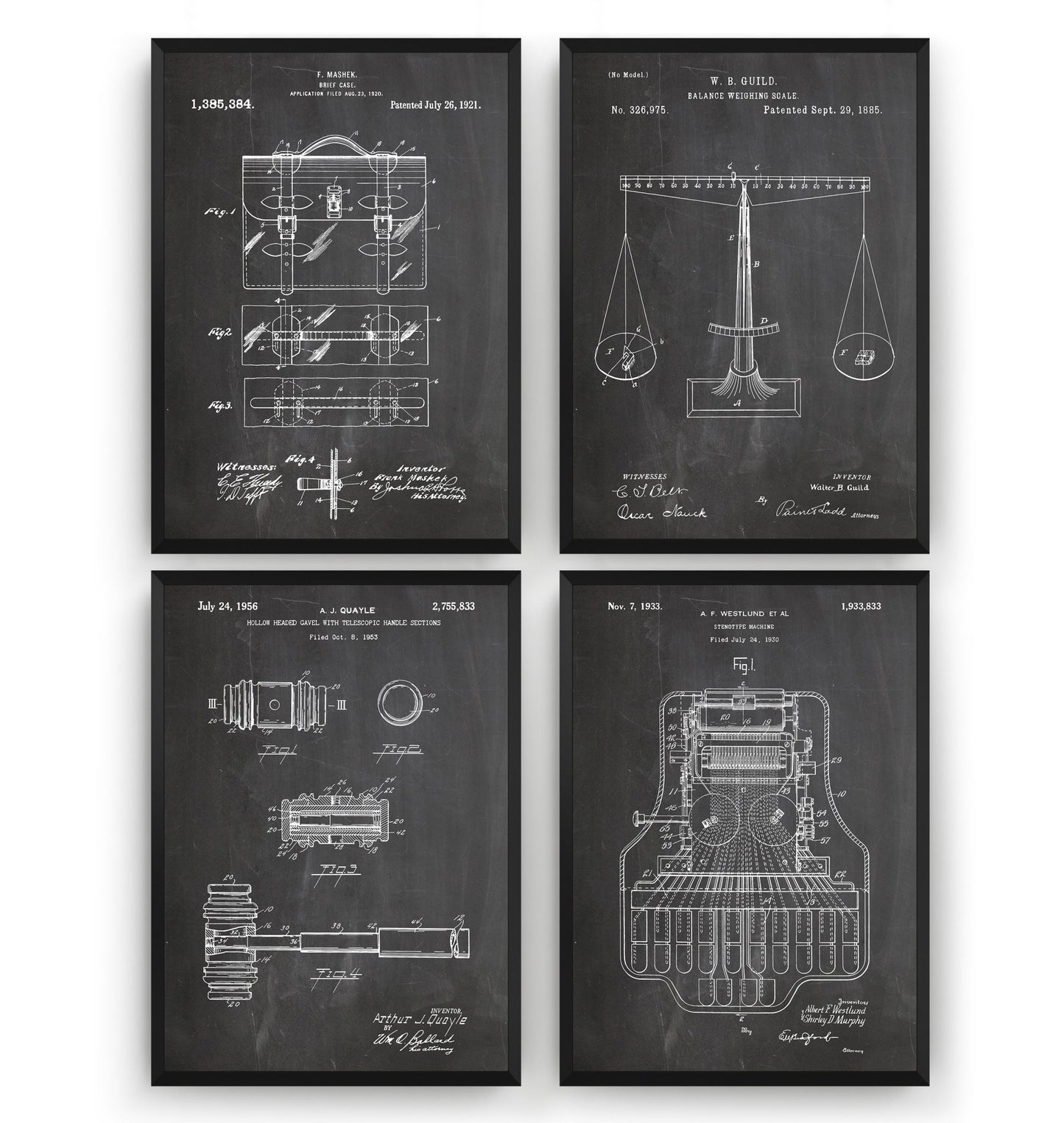 Courtroom Set Of 4 Patent Prints - Magic Posters