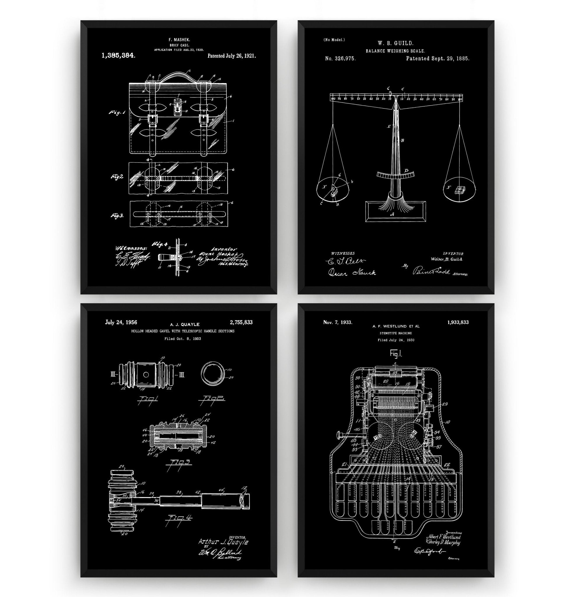 Courtroom Set Of 4 Patent Prints - Magic Posters