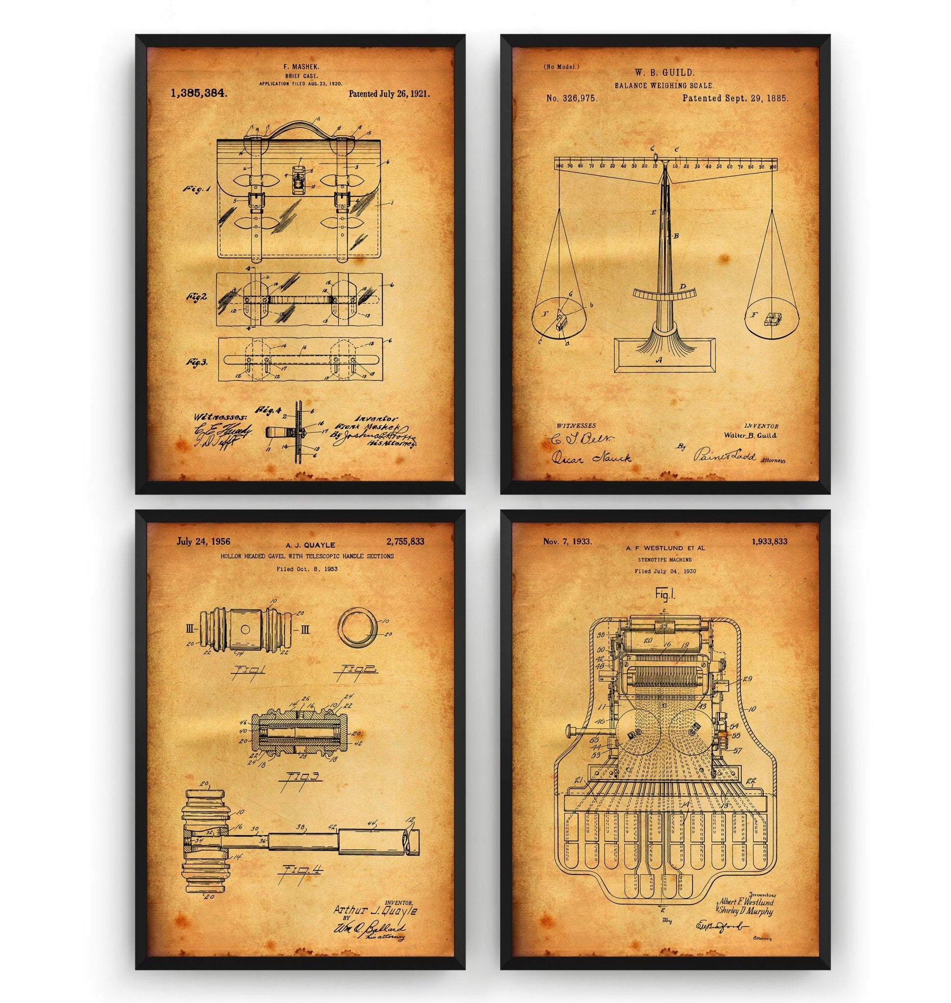 Courtroom Set Of 4 Patent Prints - Magic Posters