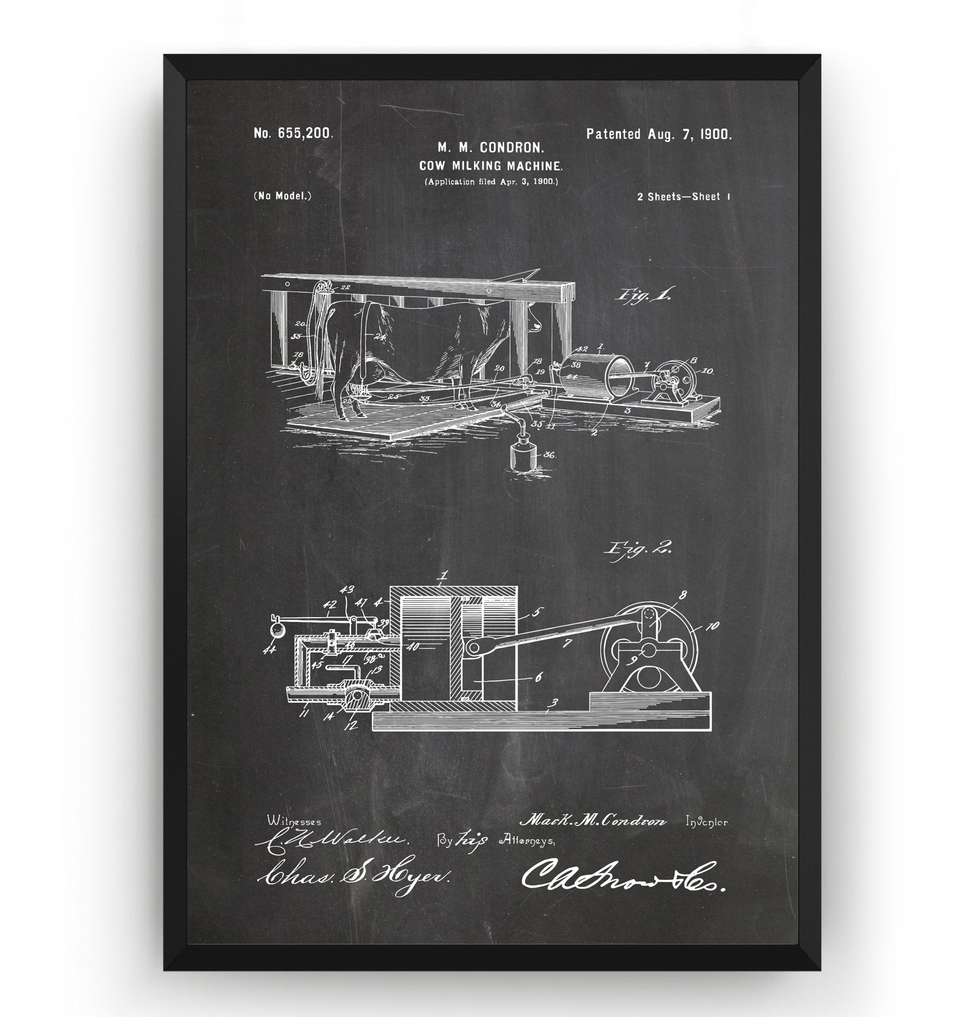 Cow Milking Machine 1900 Patent Print - Magic Posters