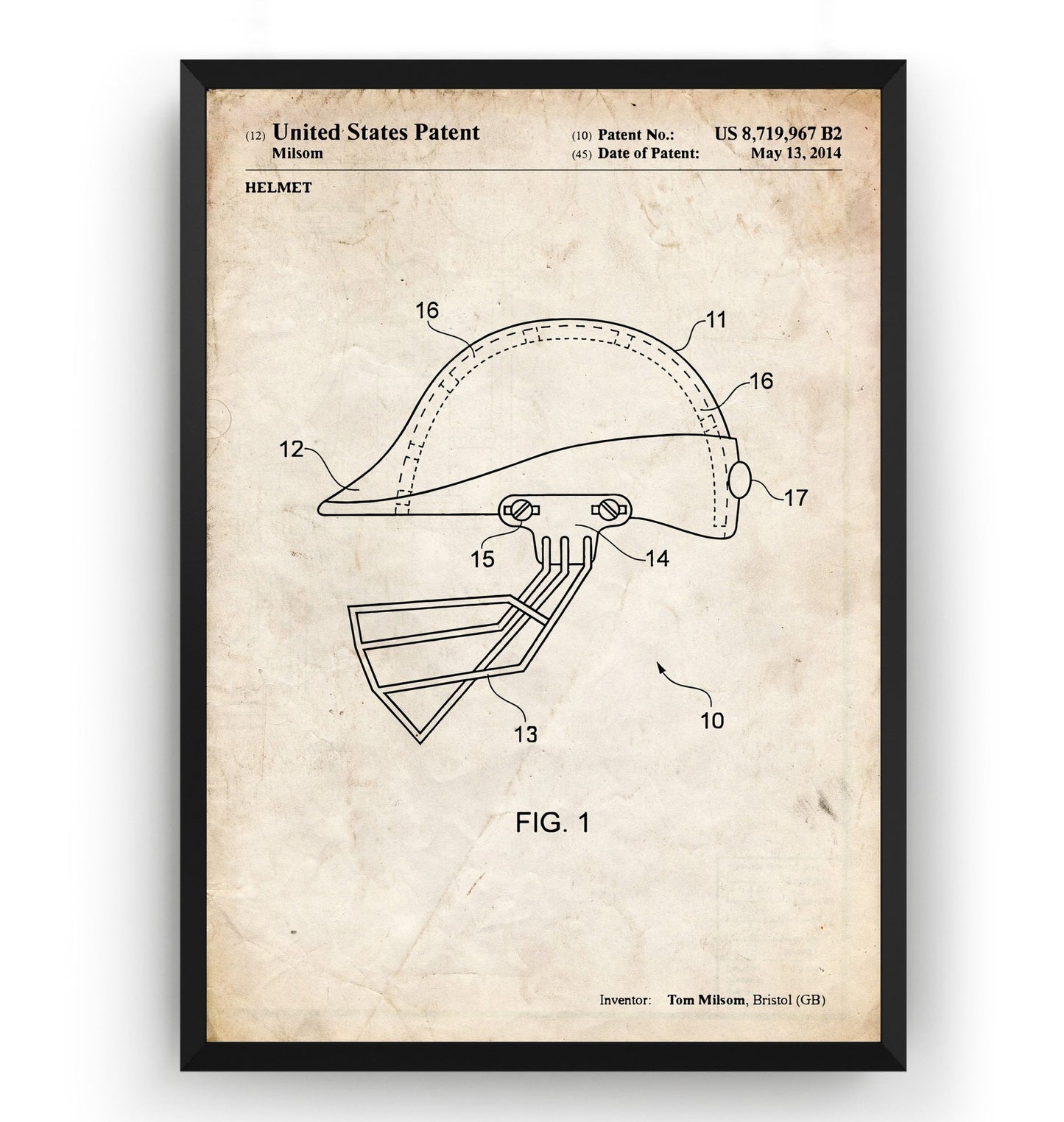 Cricket Helmet 2014 Patent Print - Magic Posters