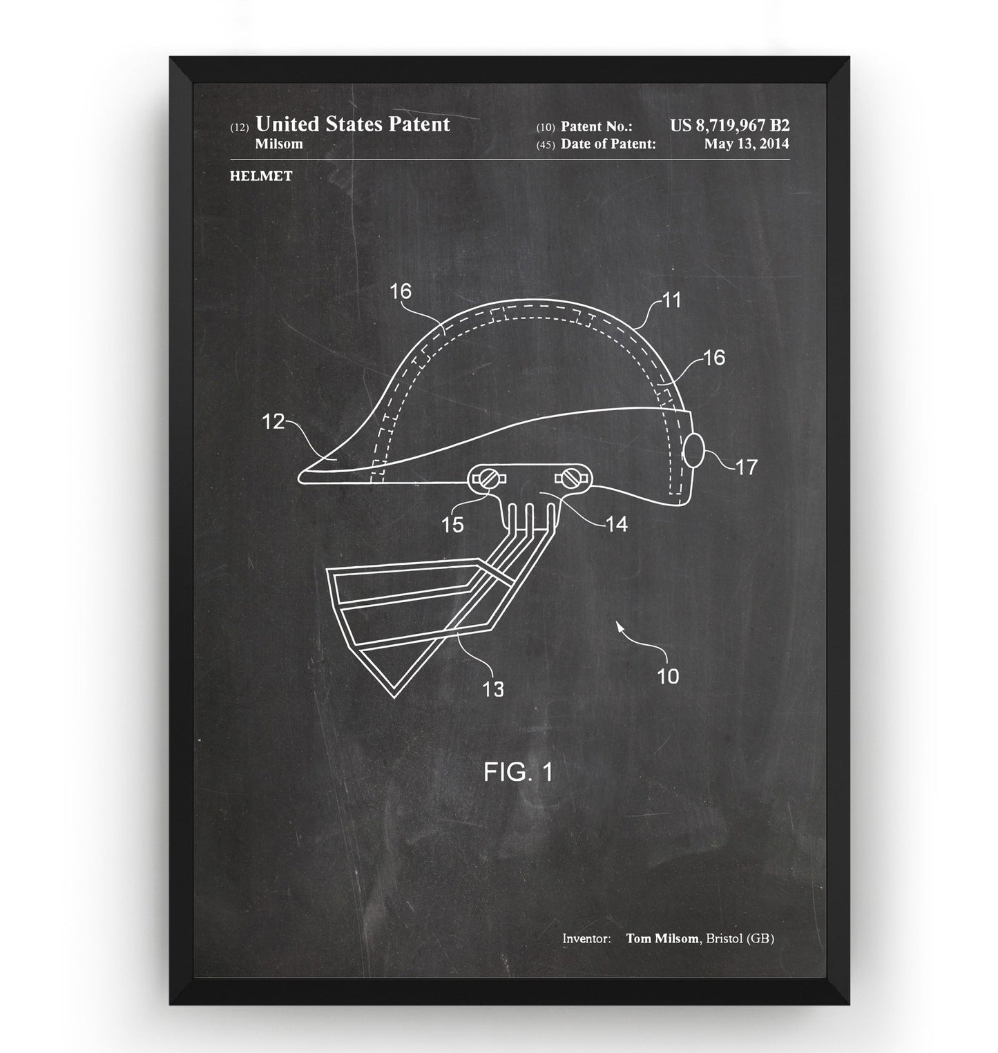 Cricket Helmet 2014 Patent Print - Magic Posters