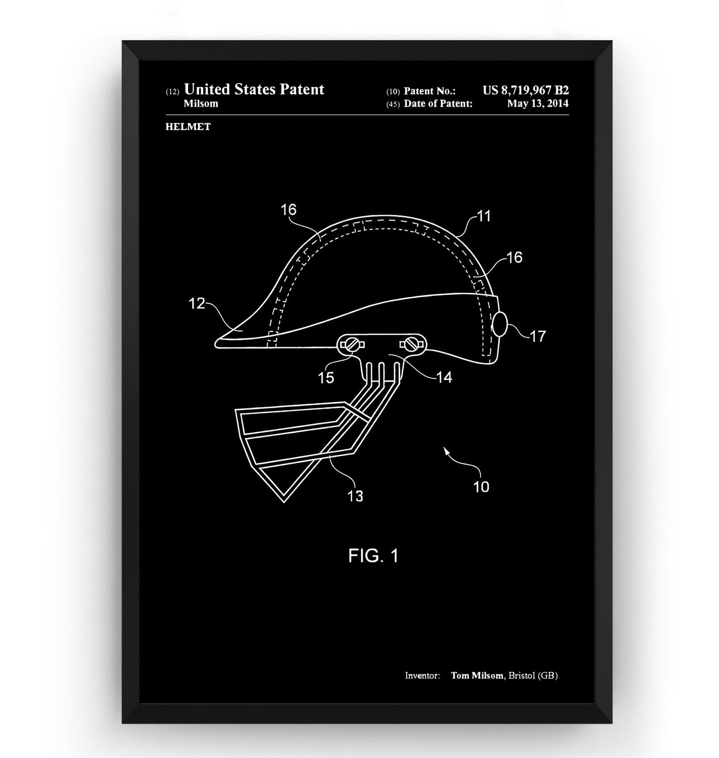 Cricket Helmet 2014 Patent Print - Magic Posters