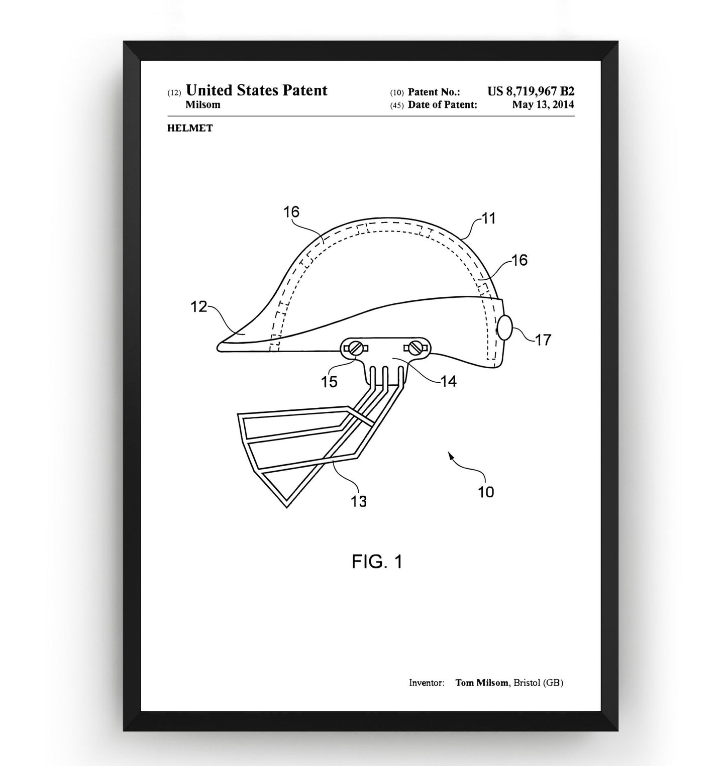 Cricket Helmet 2014 Patent Print - Magic Posters