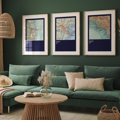 Custom City Map Set Of 3 Prints - Magic Posters