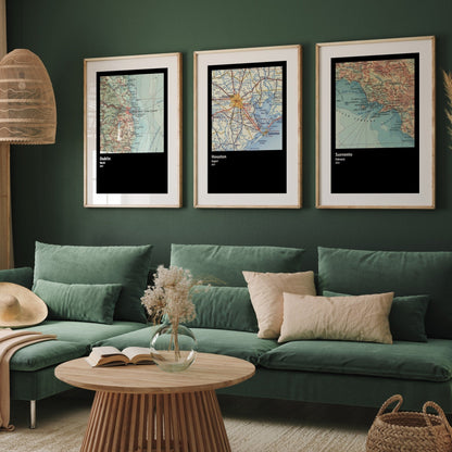 Custom City Map Set Of 3 Prints - Magic Posters