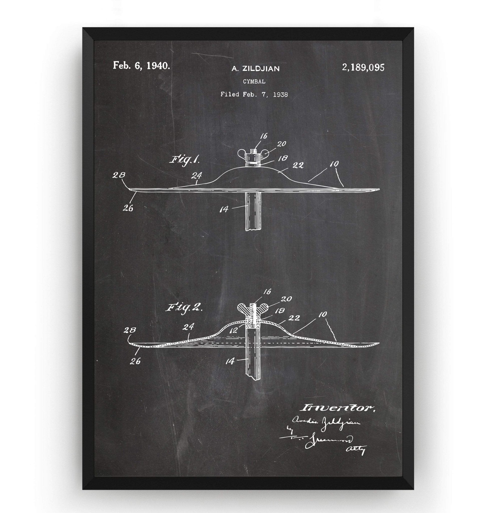 Cymbal 1940 Patent Print - Magic Posters