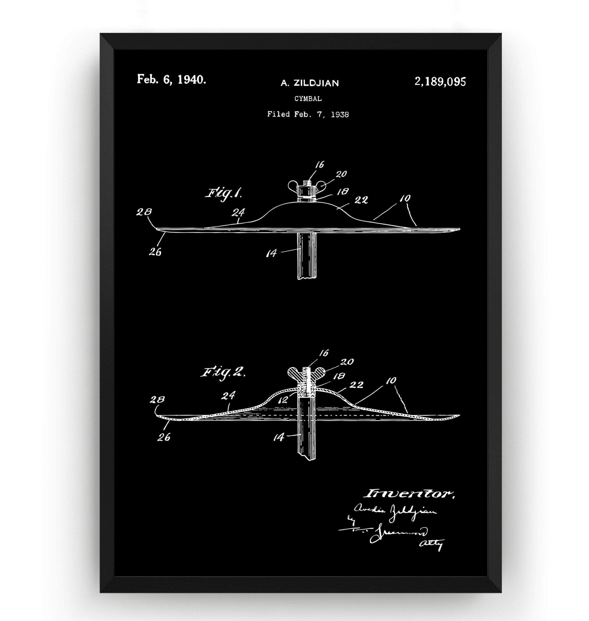 Cymbal 1940 Patent Print - Magic Posters