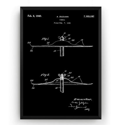 Cymbal 1940 Patent Print - Magic Posters