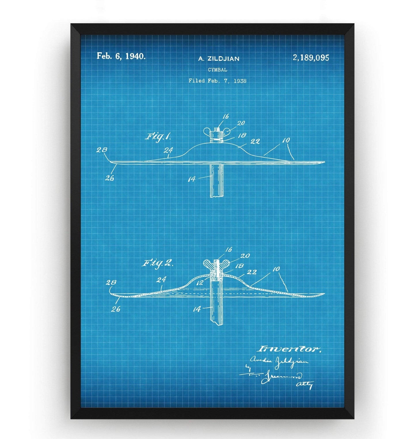 Cymbal 1940 Patent Print - Magic Posters