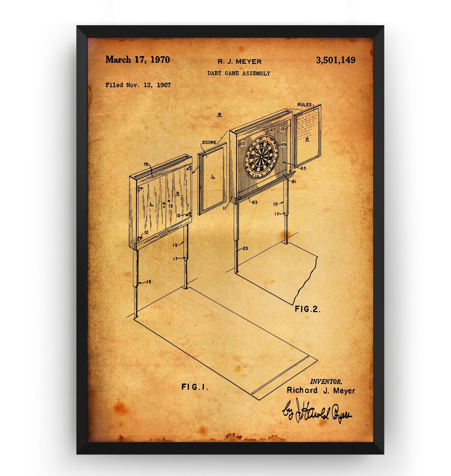 Dartboard 1970 Patent Print - Magic Posters