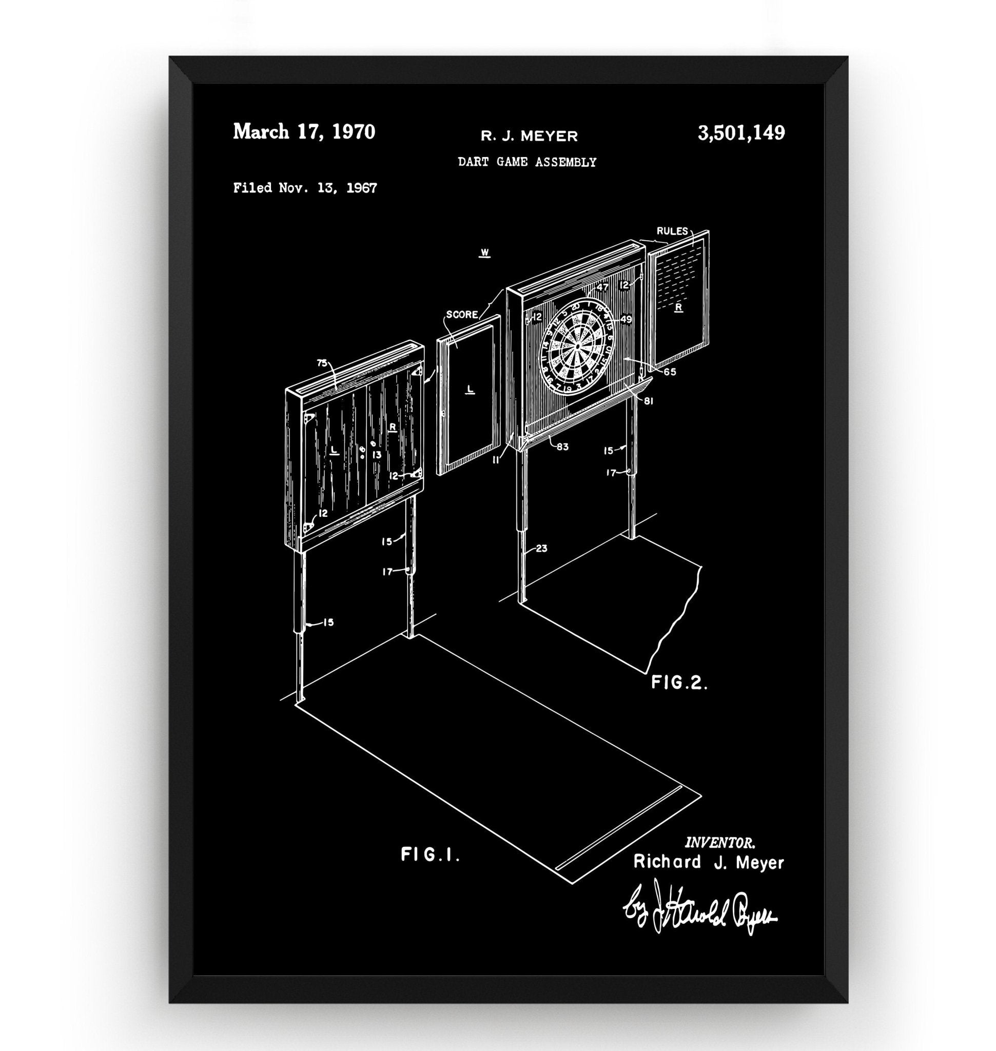 Dartboard 1970 Patent Print - Magic Posters