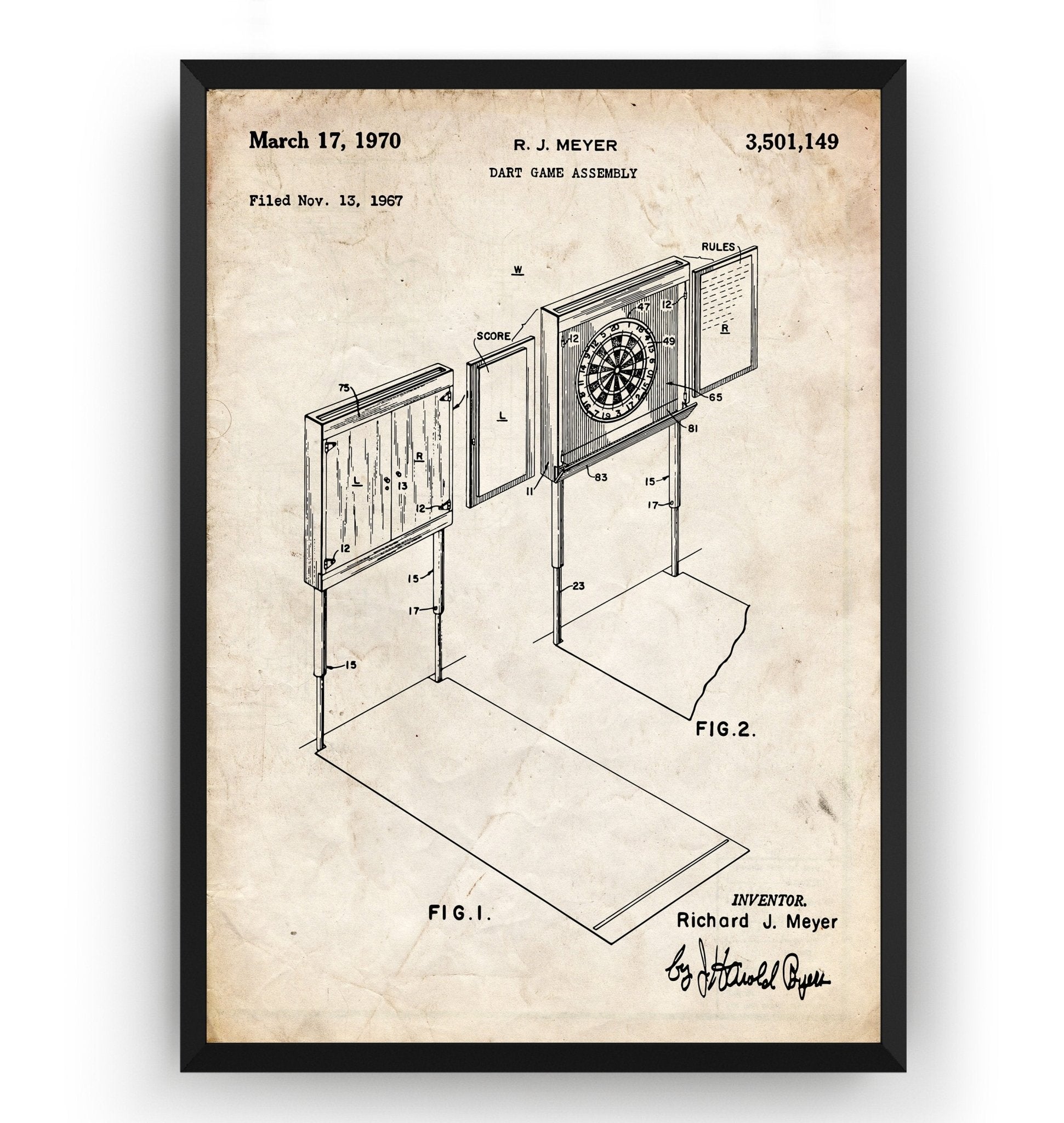 Dartboard 1970 Patent Print - Magic Posters