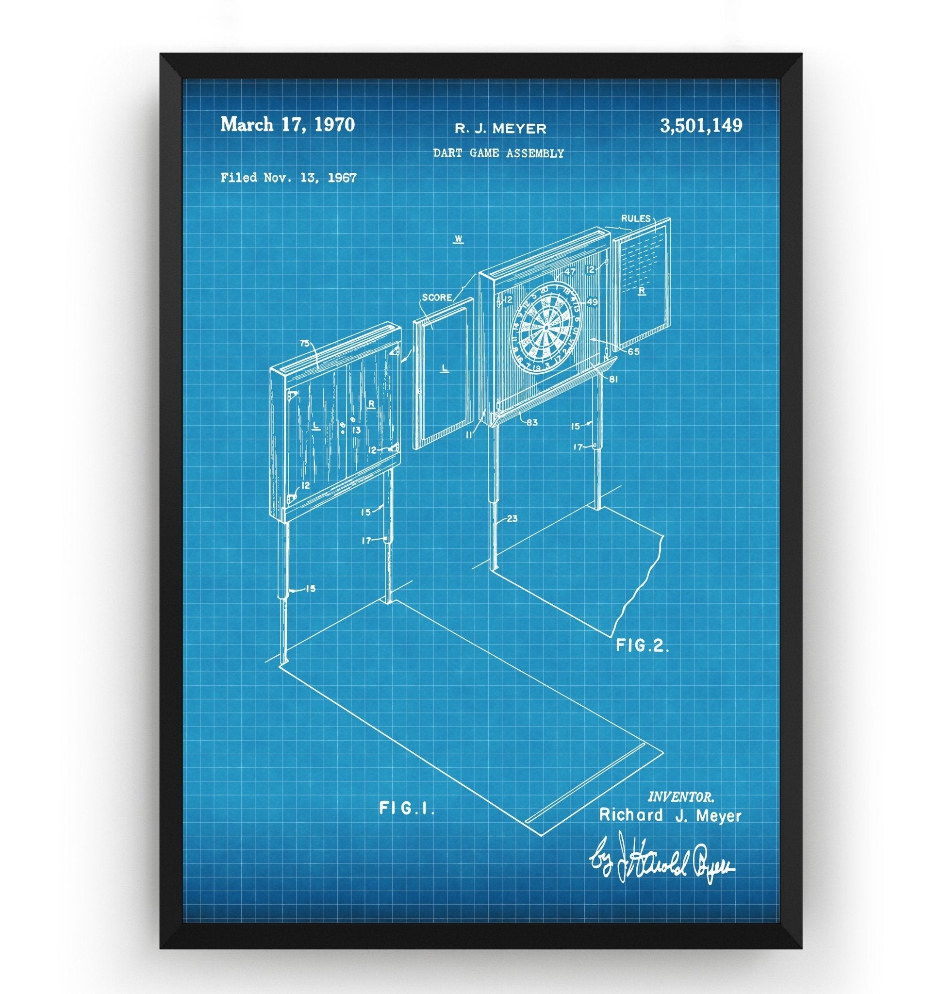 Dartboard 1970 Patent Print - Magic Posters