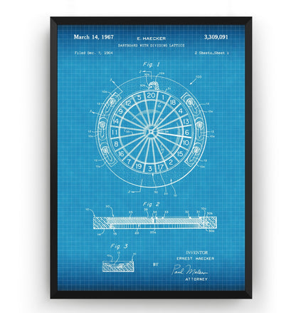 Dartboard With Dividing Lattice 1967 Patent Print - Magic Posters