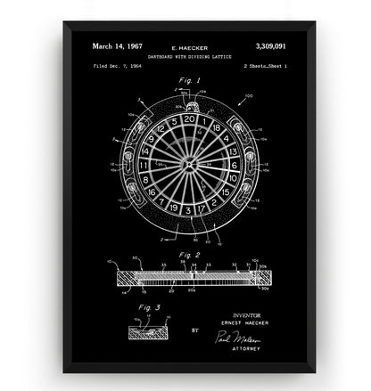 Dartboard With Dividing Lattice 1967 Patent Print - Magic Posters