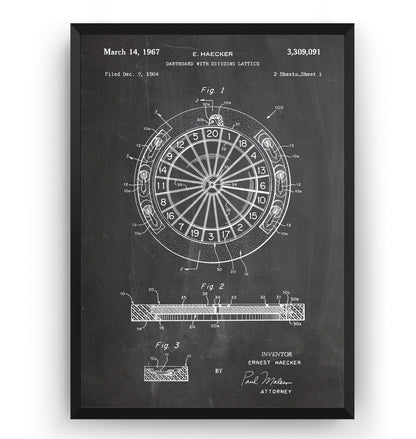 Dartboard With Dividing Lattice 1967 Patent Print - Magic Posters