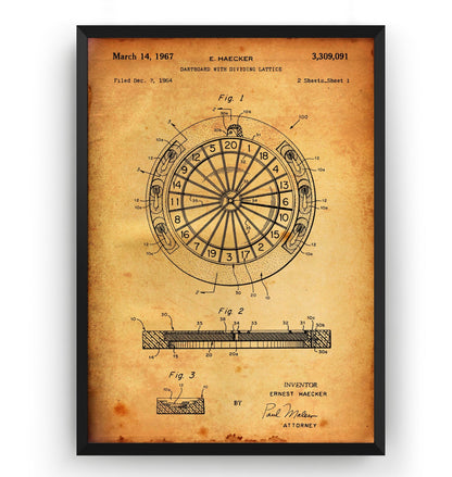 Dartboard With Dividing Lattice 1967 Patent Print - Magic Posters