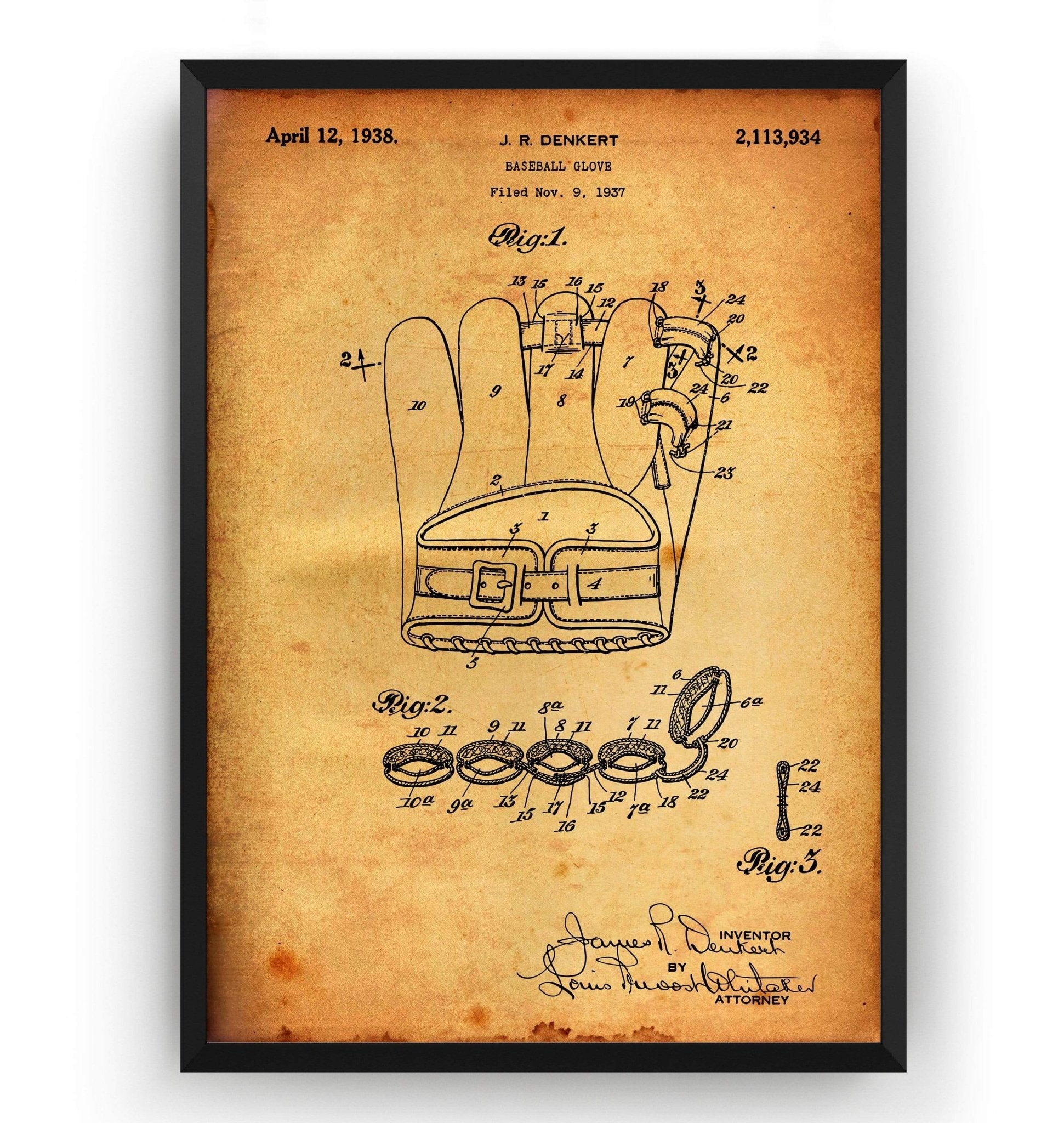 Denkert Baseball Glove Patent Print - Magic Posters