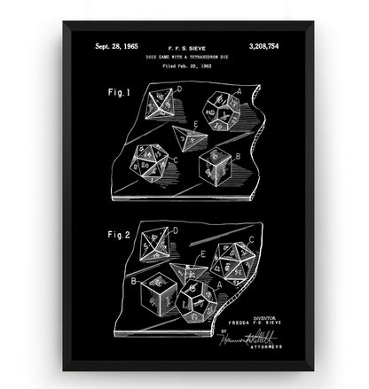 Dice Game With A Tetrahedron Dice 1963 Patent Print - Magic Posters