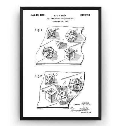 Dice Game With A Tetrahedron Dice 1963 Patent Print - Magic Posters