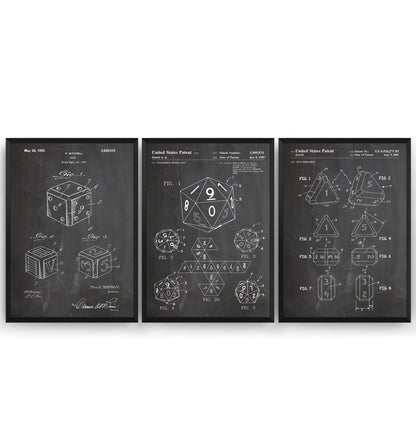 Dice Set Of 3 Patent Prints - Magic Posters