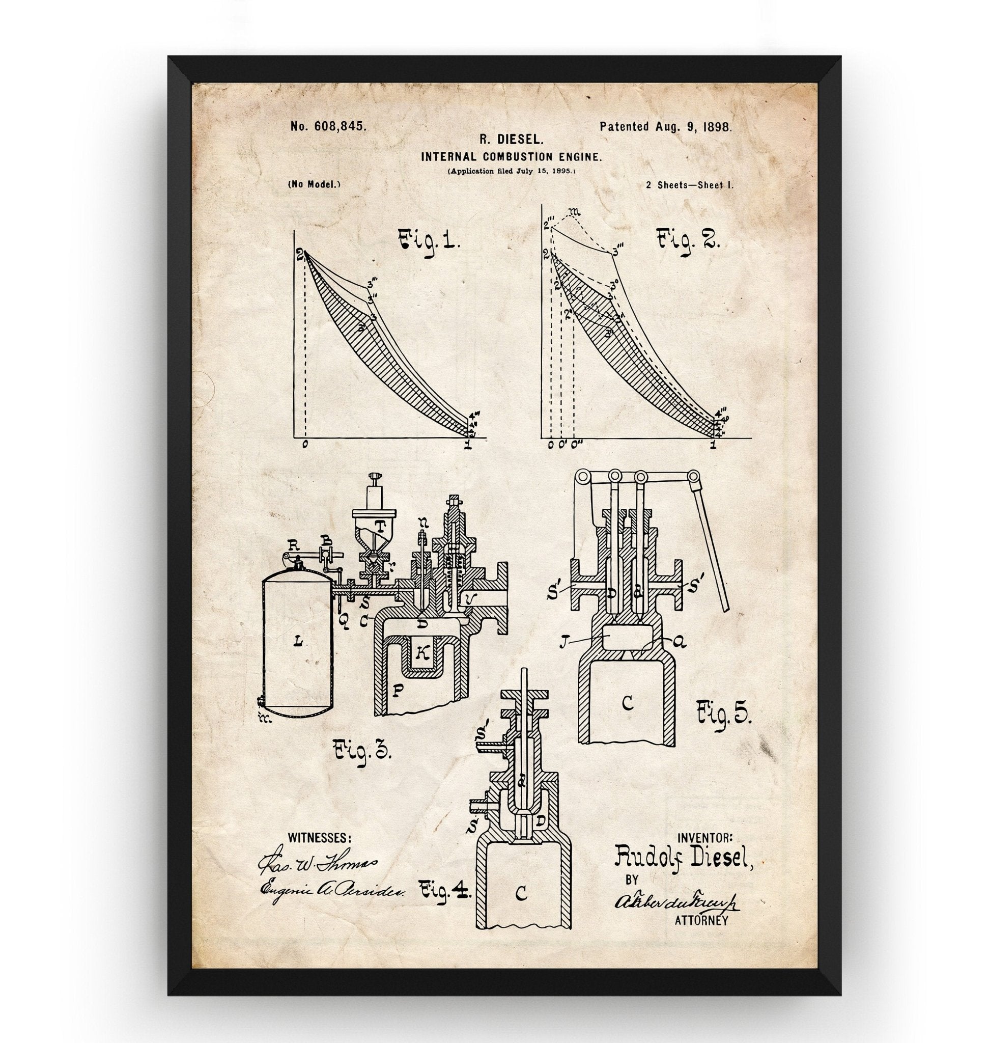 Diesel Combustion Engine Page 1 Patent Print - Magic Posters