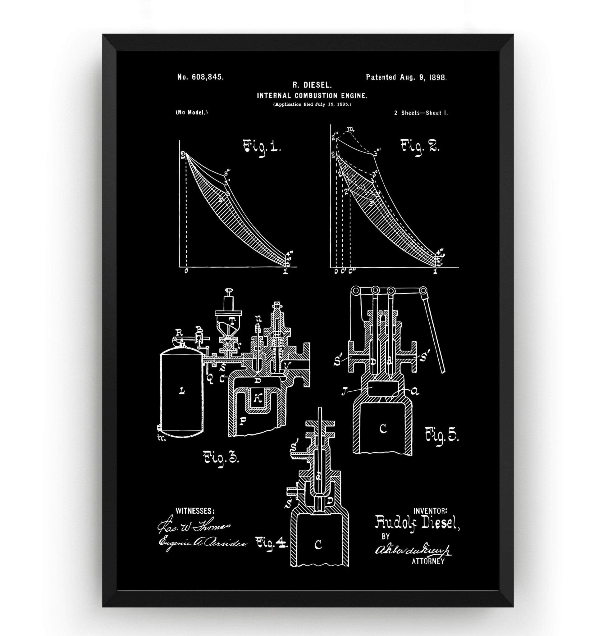 Diesel Combustion Engine Page 1 Patent Print - Magic Posters