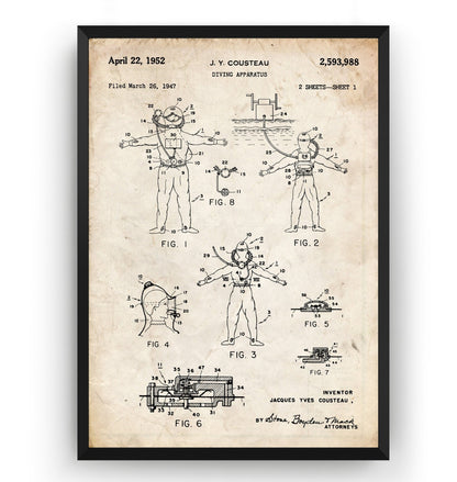 Diving Apparatus 1952 Patent Print - Magic Posters