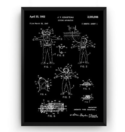 Diving Apparatus 1952 Patent Print - Magic Posters