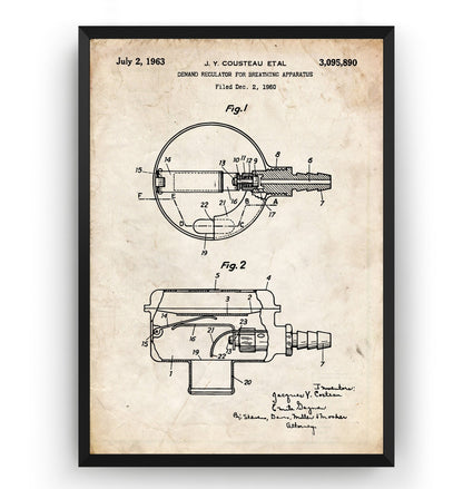 Diving Regulator 1963 Patent Print - Magic Posters