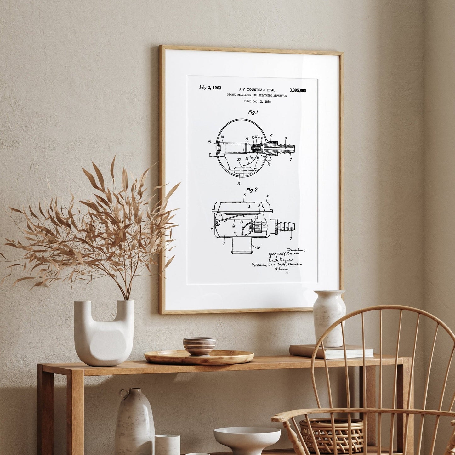 Diving Regulator 1963 Patent Print - Magic Posters