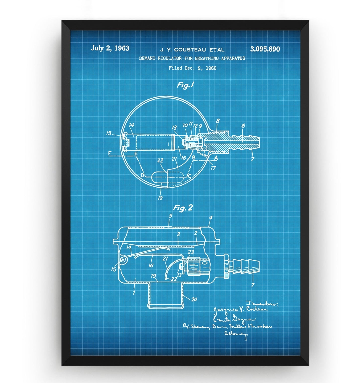 Diving Regulator 1963 Patent Print - Magic Posters