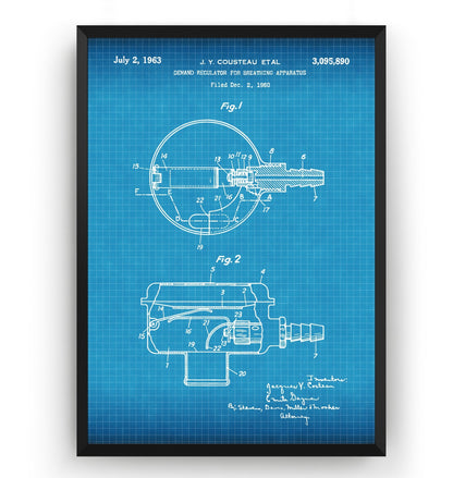 Diving Regulator 1963 Patent Print - Magic Posters