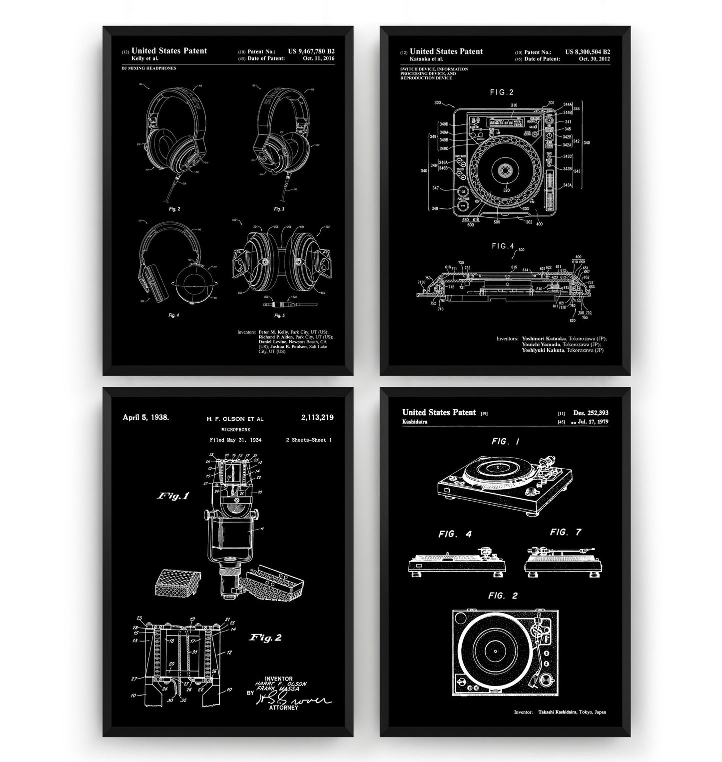 DJ Set Of 4 Patent Prints - Magic Posters