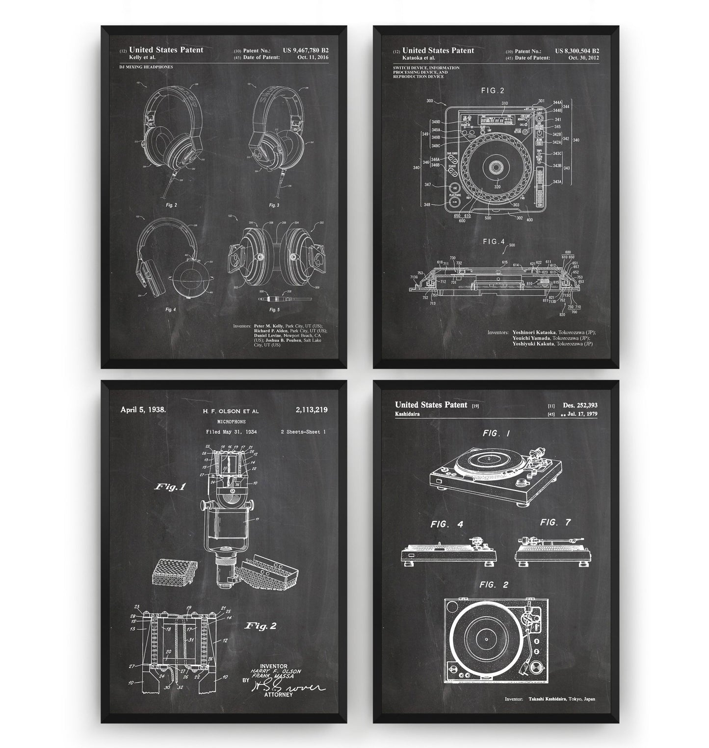 DJ Set Of 4 Patent Prints - Magic Posters