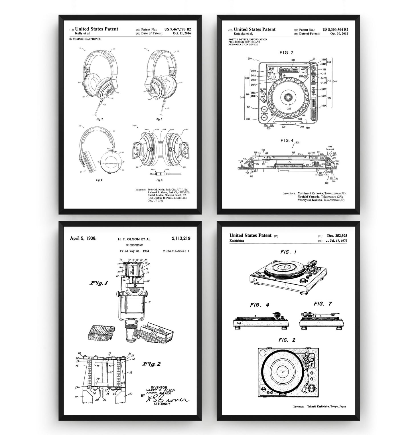 DJ Set Of 4 Patent Prints - Magic Posters