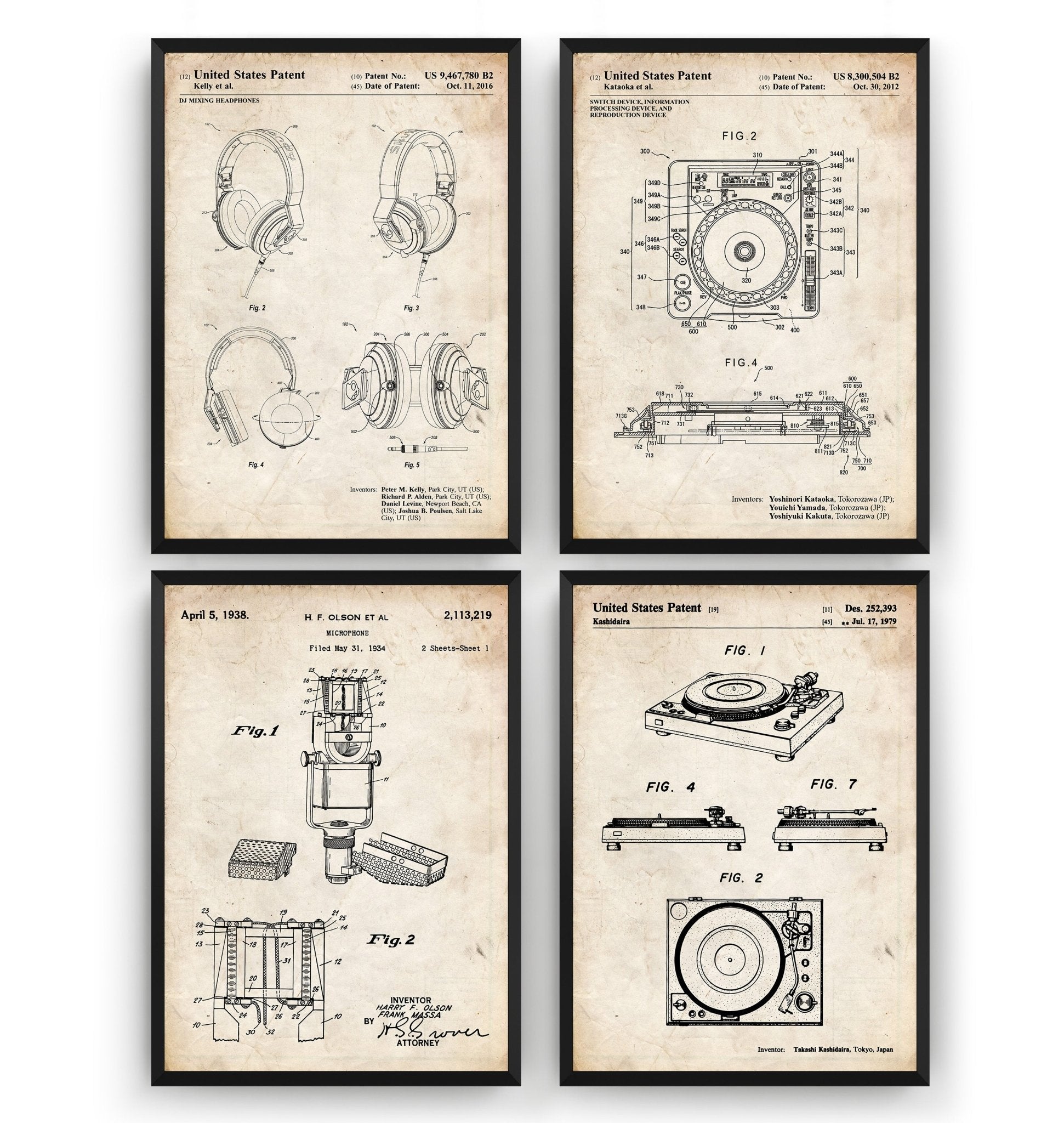 DJ Set Of 4 Patent Prints - Magic Posters